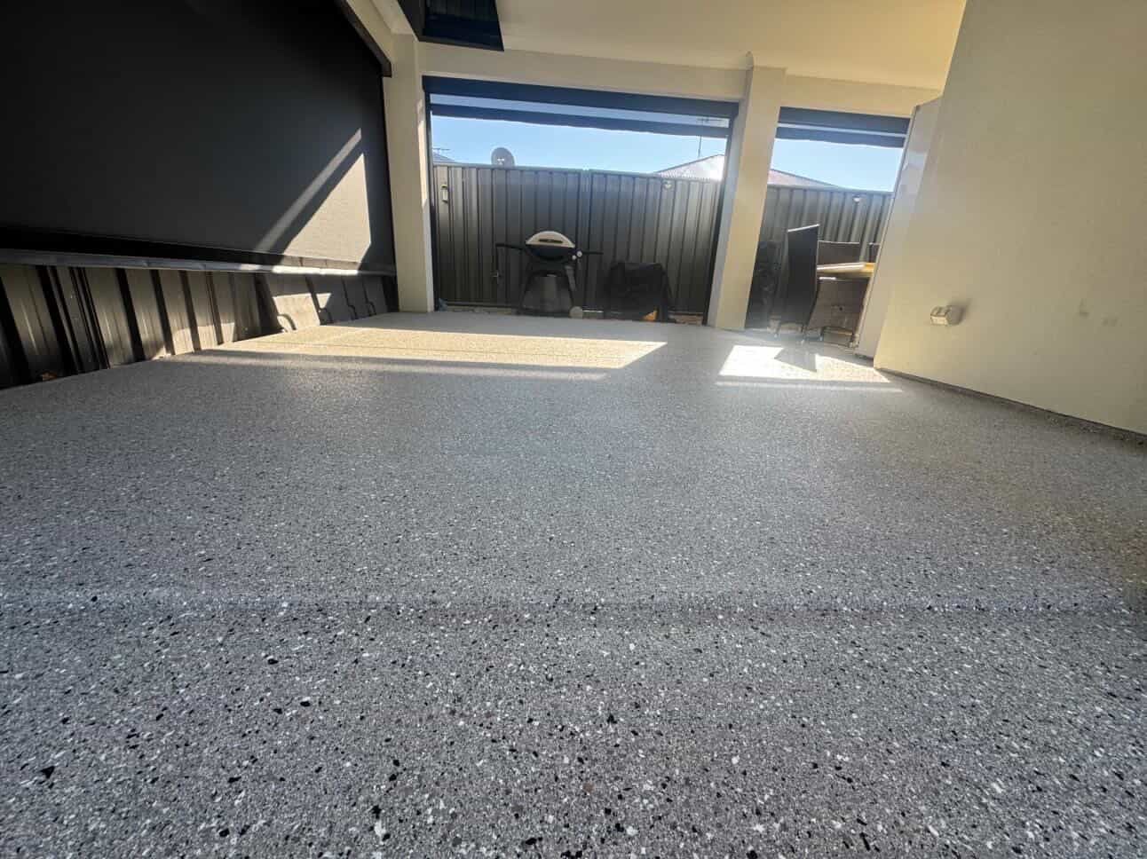 Outdoor flake epoxy patio with BBQ area Adelaide South Australia