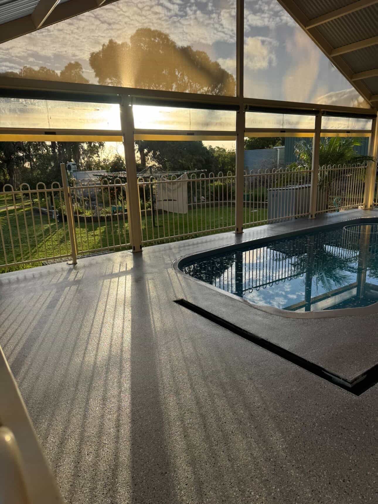 Outdoor flake epoxy pool surround Adelaide South Australia