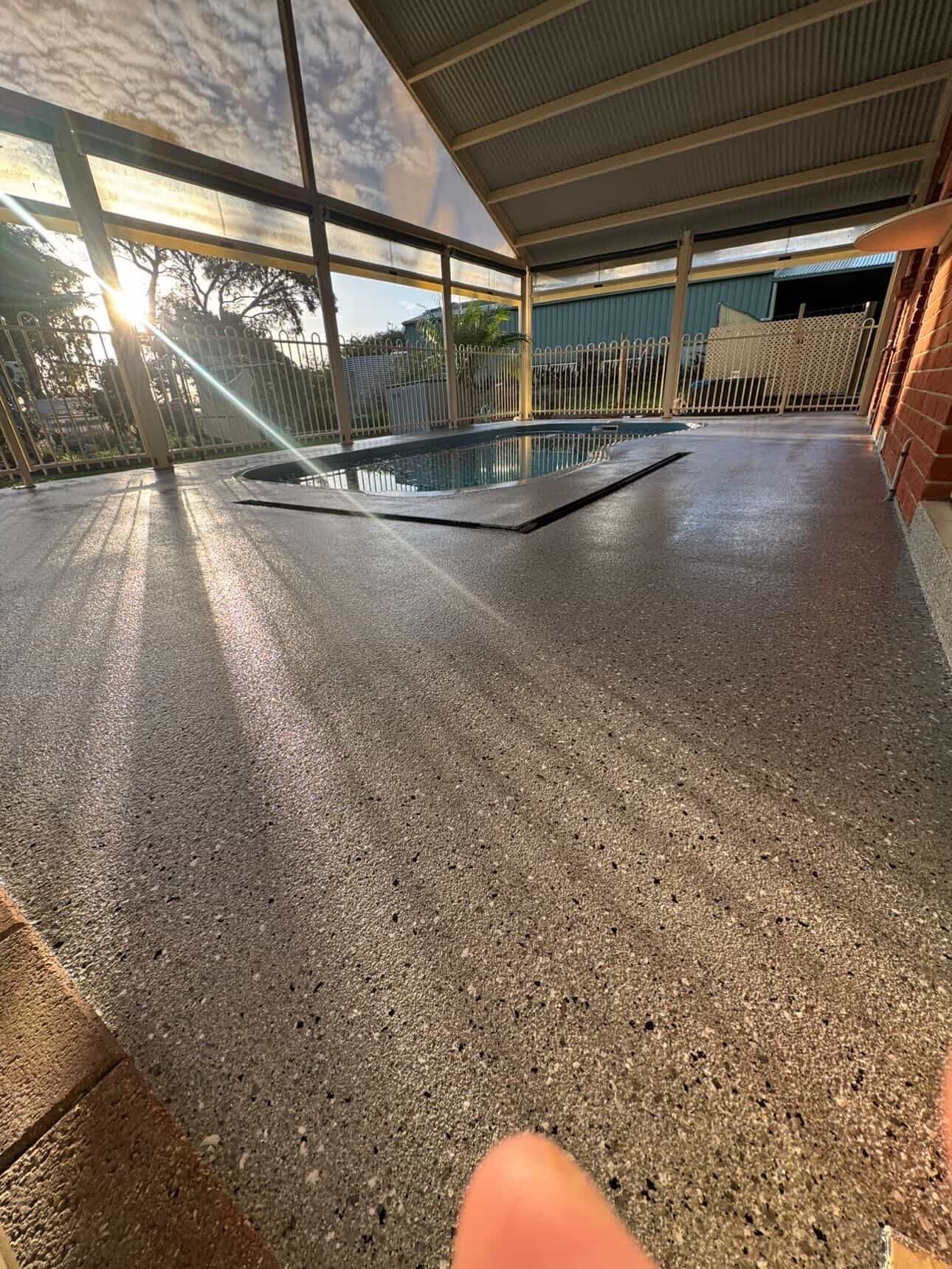 Flake epoxy poolside patio Adelaide South Australia